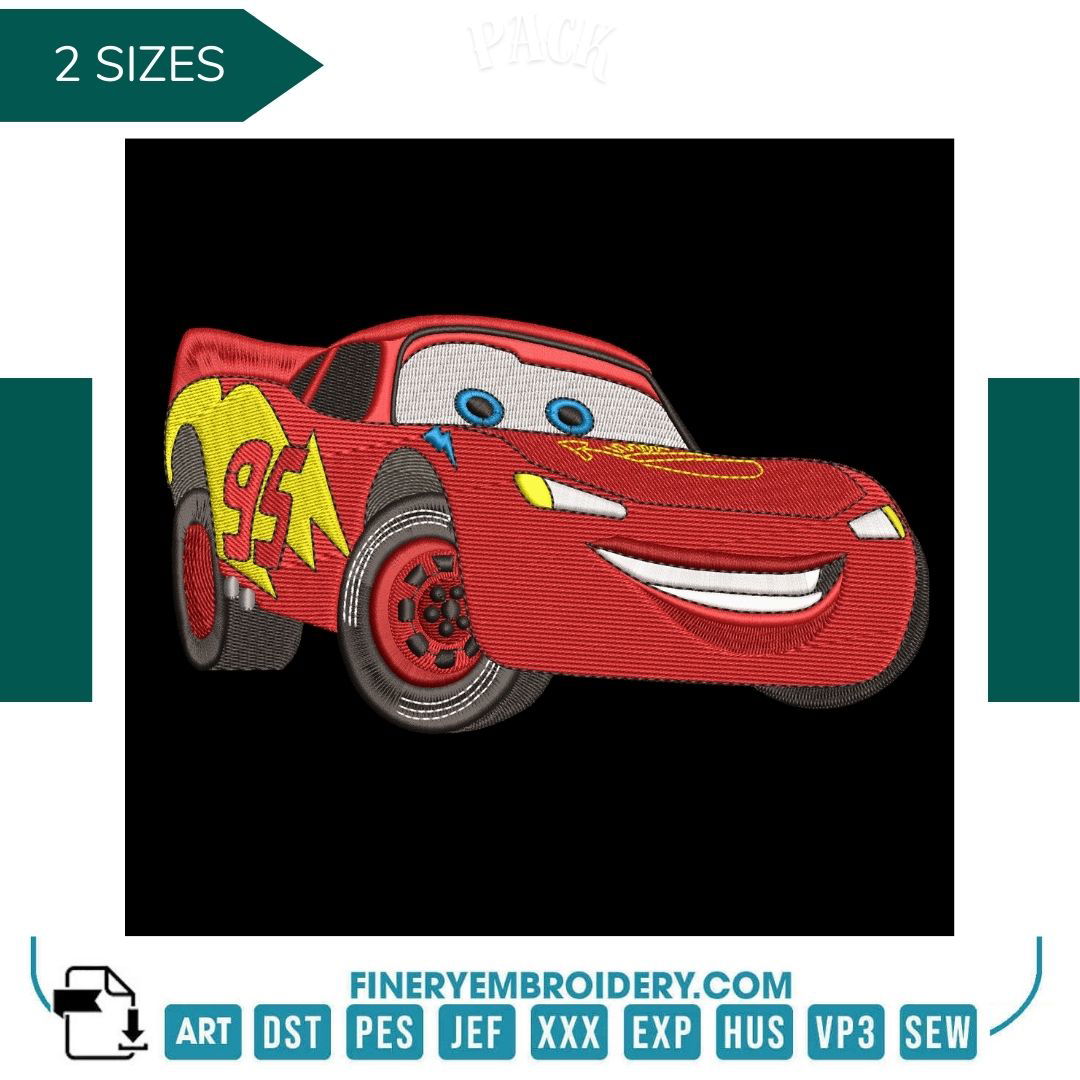 Pixar's Lightning McQueen Embroidery Design - FineryEmbroidery